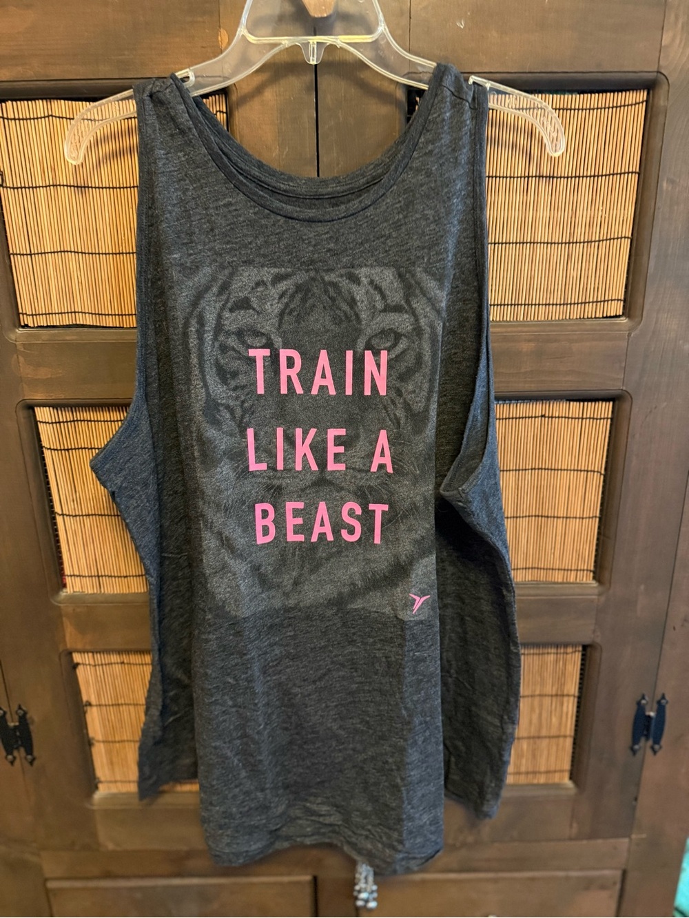 “Train Like A Beast” Dark Gray Tank with Pink Text - XXL
